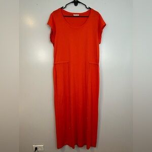 Whistles Orange Sleeveless Drawstring Waist Maxi Dress Size L/XL